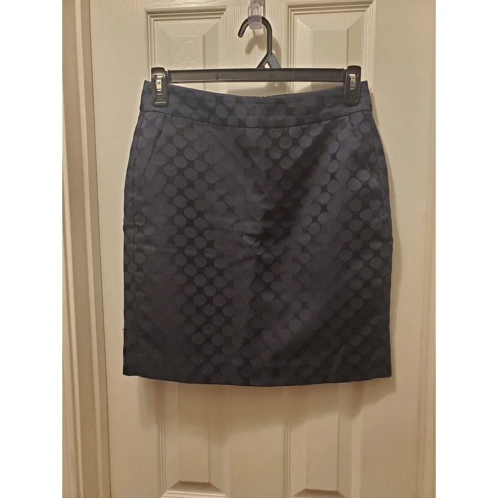 Banana Republic pencil skirt sz 4 Blue dot print work office career lined pocket